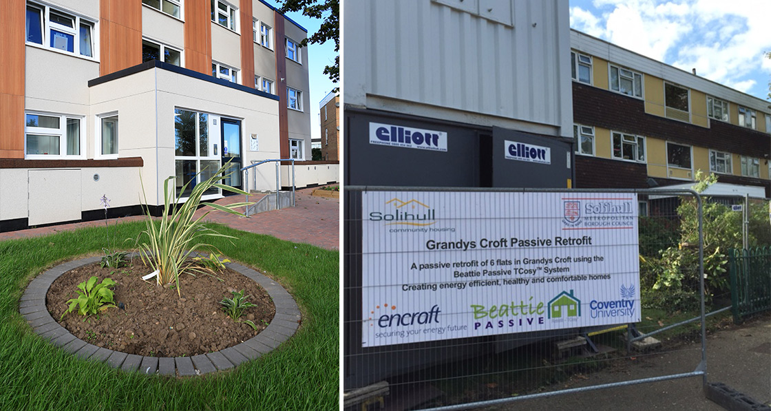 On site during the retrofit of Grandys Croft, including a view of how the building looked prior to the installation of the new TCosy system and render board externally.