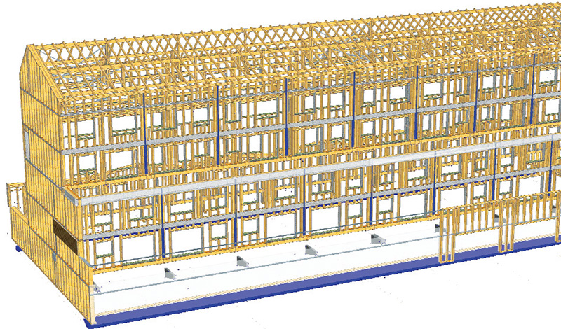 An illustration of the building’s retrofitted external timber frame