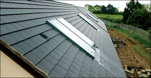 The solar panels which adorn the roofs of each house can supply the majority of a household's domestic hot water needs;