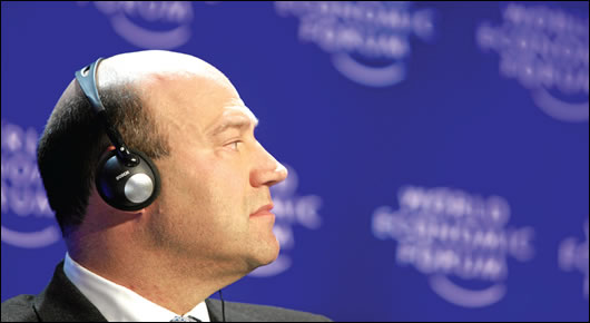 Such is its interest in the area that Goldman Sachs' chief operating officer, Gary Cohn – pictured here at the 'Managing Global Risks' session at the World Economic Forum meeting in Davos, in January 2009 – has visited Athens twice since November to pitch debt products, and has met the Greek prime minister, George Papandreou