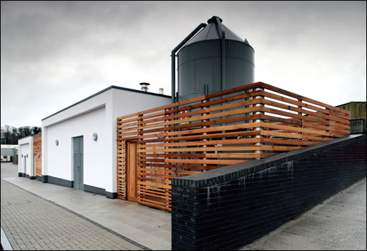 (above & below) The building’s heating and hot water is supplied almost entirely by a biomass boiler with the pellet storage area and plant room located in the roof