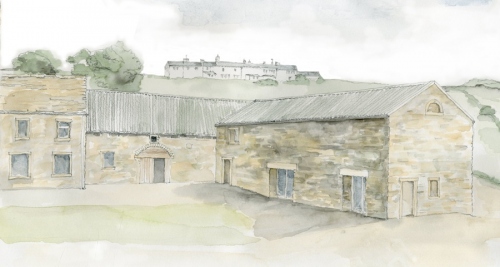 Watercolour impression of Stirley Farm