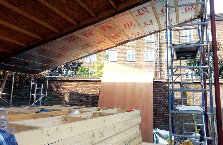 145mm PIR boards between the roof joists