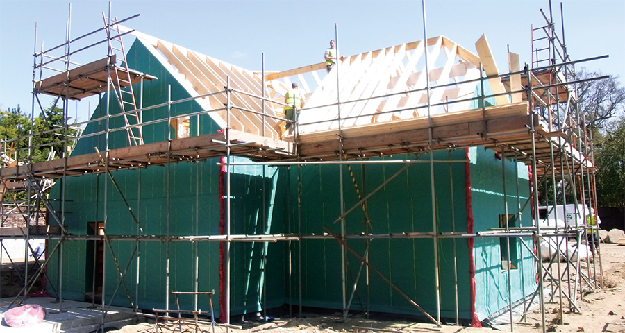 The house’s timber-frame walls