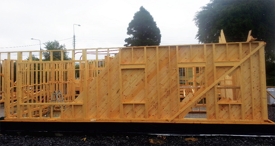 Timber frame being erected