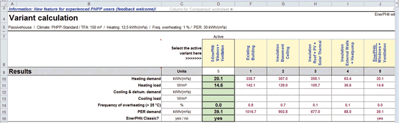 variants or refurbishment steps can be displayed with PHPP version 9.1