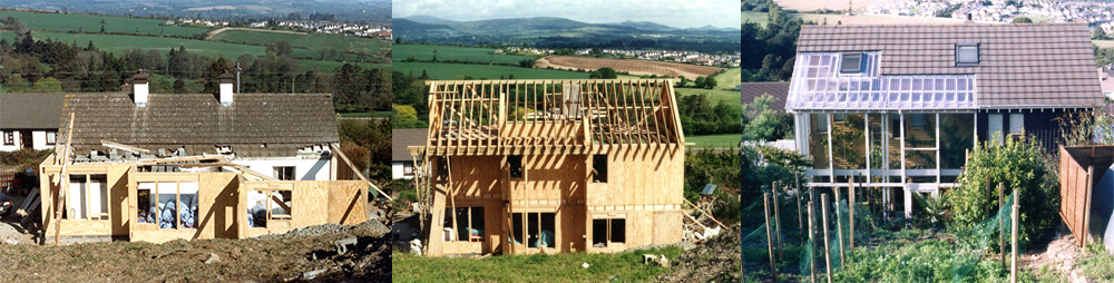 Photos showing how the original cottage was renovated and extended during the 1990s