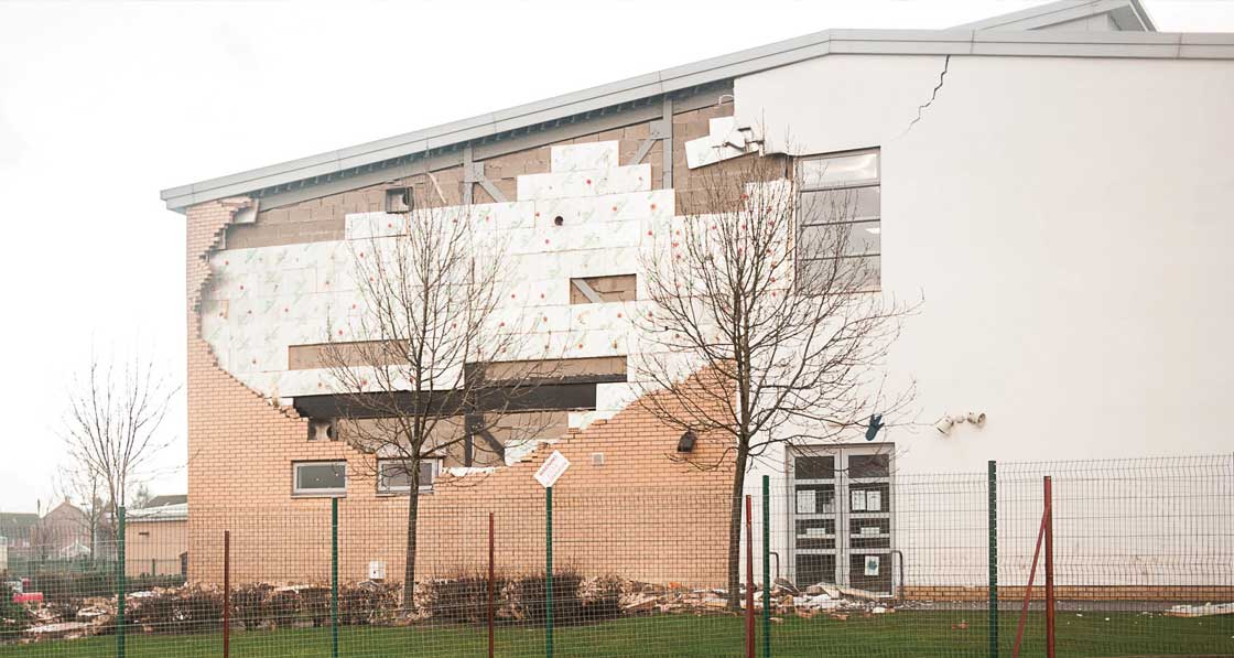 Oxgangs primary school in Edinburgh, one of 17 PFI schools in Scotland shut down due to potentially fatal safety defects.