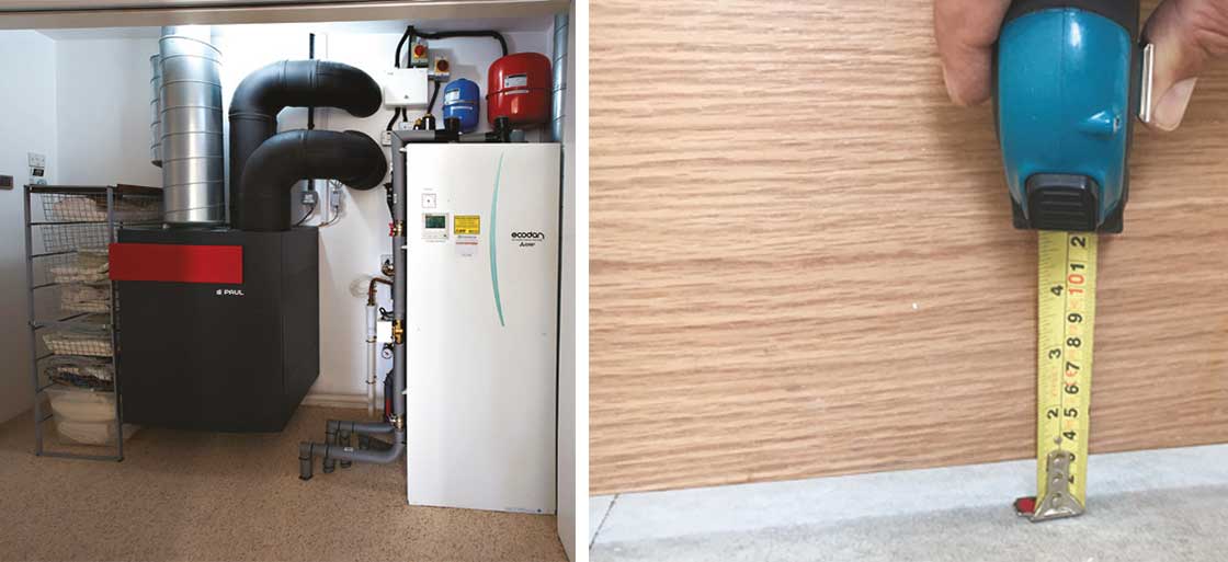 The house’s plant room, and undercuts of circa 30 mm beneath internal doors to aid air circulation.