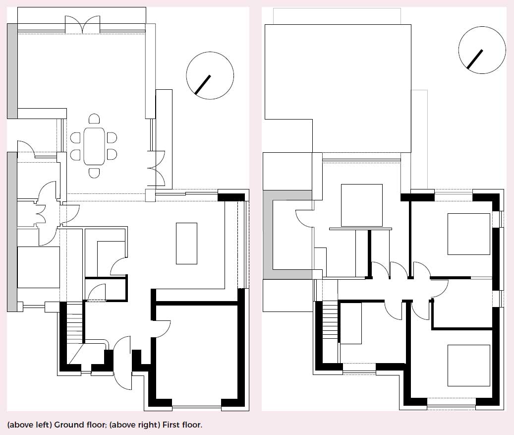 (above left) Ground floor; (above right) First floor.