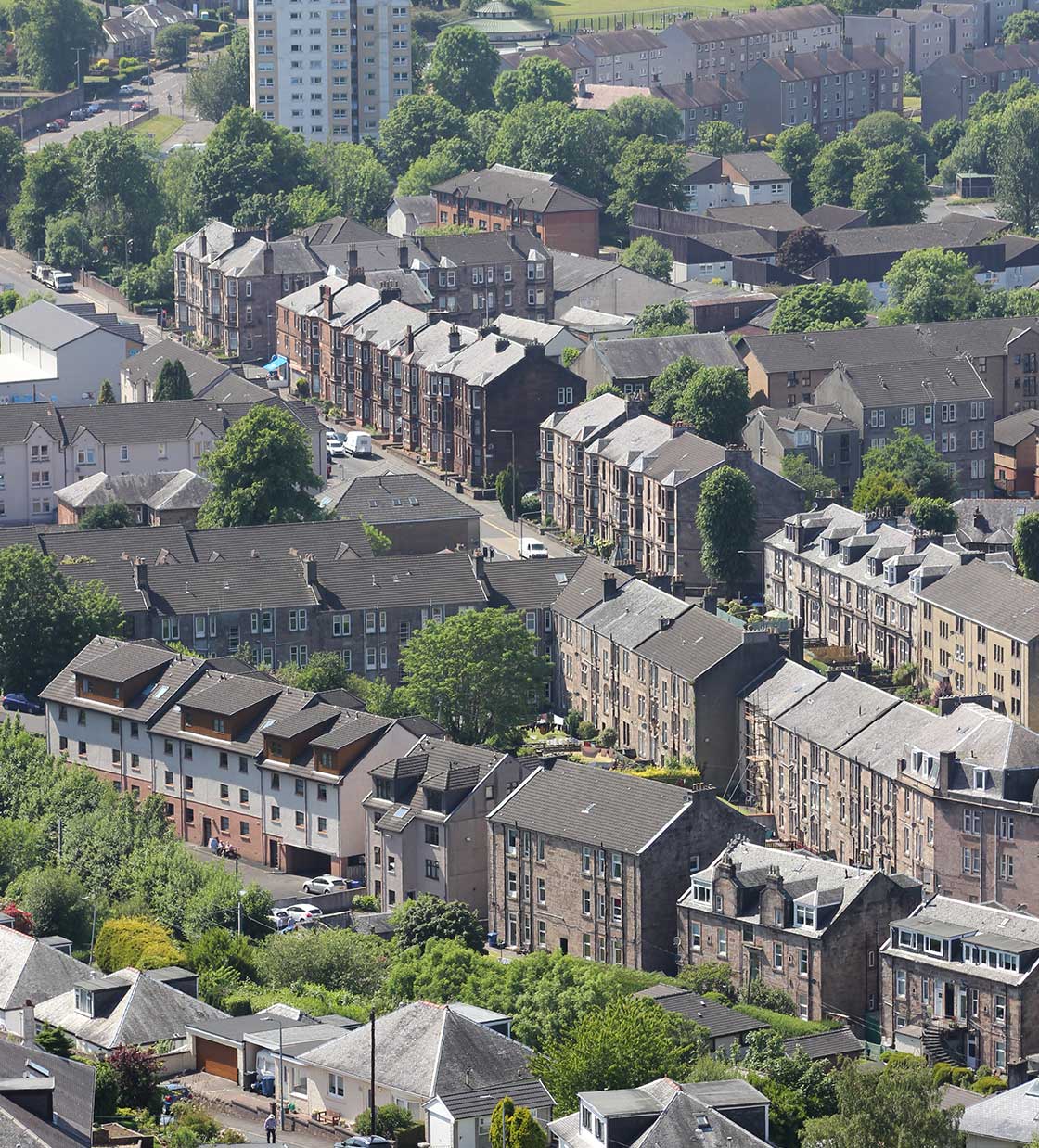 The housing stock features a diverse range of housing typologies including tower blocks and tenements