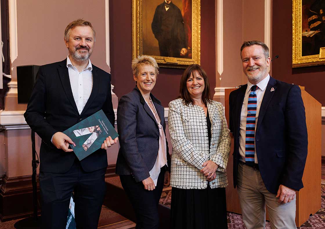 Pictured at the launch are (above, l-r) Passive House Plus editor Jeff Colley, Emma Osmundsen, Caroline Ashe Brady and Stephen O'Shea