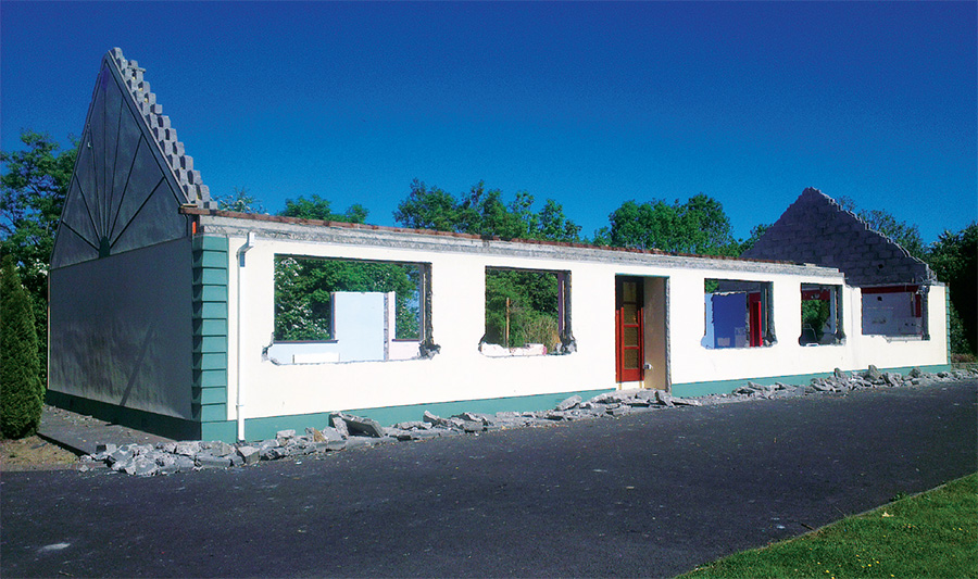 The existing bungalow’s roof was demolished along with all of the internal walls