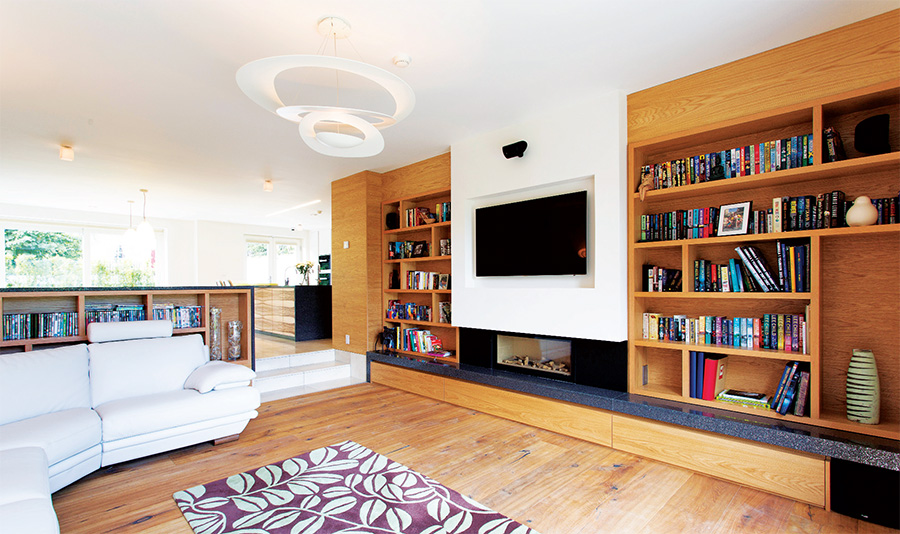 The clients wanted a bright spacious open plan design, as evident by this photo of the main living area, which opens up to the garden