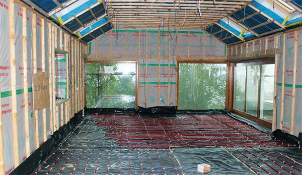 Insulation added to the service cavity before plasterboarding