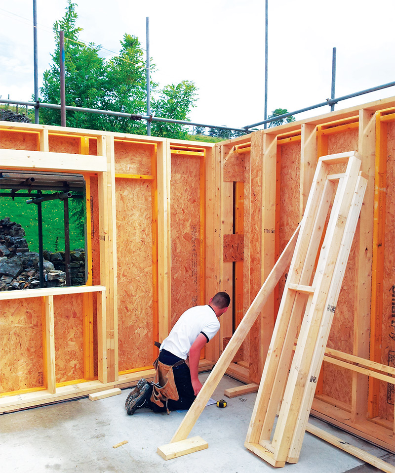 The timber frame being erected