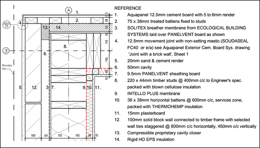 Figure 2: Plan detail of corner of timber frame extension of the study house